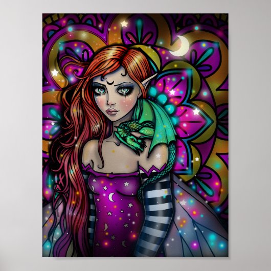 Poster Fantaisie de fille dragon par Molly Harrison (Devant)