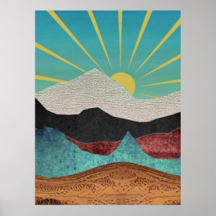 Poster Fantaisie de montagne au lever du soleil