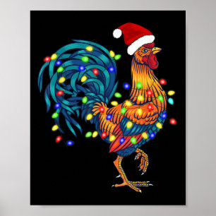 Poster Fantaisie de poulet rôti feux de Noël Pyjama Farm