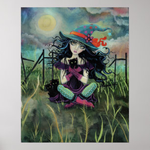 Poster Fantaisie de sorcière chaton par Molly Harrison