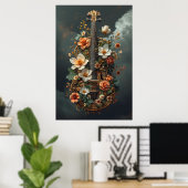 Poster Fantaisie de violoncelle floral enchanté (Bureau à domicile)
