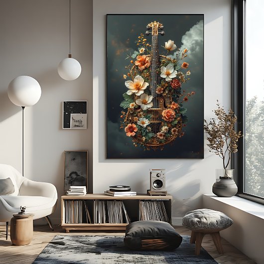 Poster Fantaisie de violoncelle floral enchanté