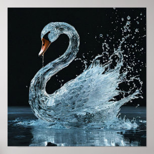 Poster 💧 Fantaisie Eau Cygne Élégance Fluide Mystique Rê