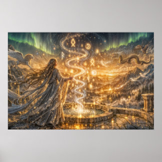 Poster Fantaisie Elfe Dorée Lumière Impressionniste Fanta