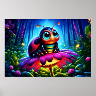 Poster Fantaisie fantaisiste néon insecte rêveuse nature