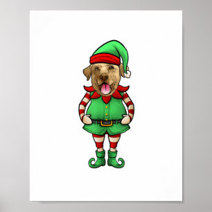 Poster Fantaisie Noël Elfe Jaune chien de laboratoire Jau