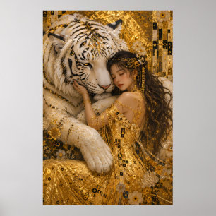 Poster Fantaisie Royale du Tigre Blanc Doré