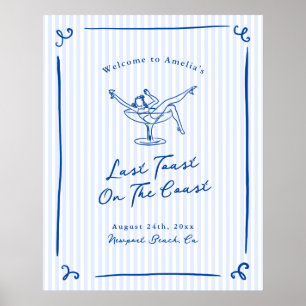 Poster Fantaisiste Main Bleue Dernière Toast sur la Côte