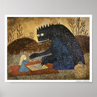 POSTER FANTASIE SÉRIEUSE ! LA FILLE ET LE MONSTRE JOUENT