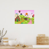 Poster Fantastic Candy Land Paysage Arrière - plan (Cuisine)
