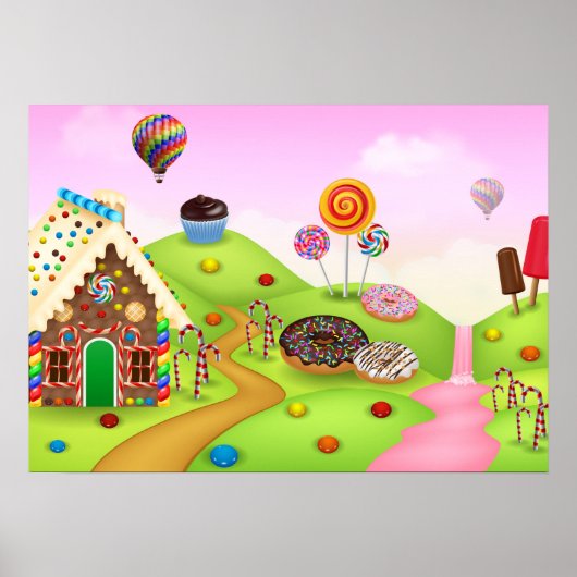 Poster Fantastic Candy Land Paysage Arrière - plan (Devant)