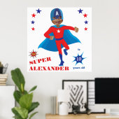 Poster Fantastic USA Superhero Boy Birthday Tremendante (Bureau à domicile)