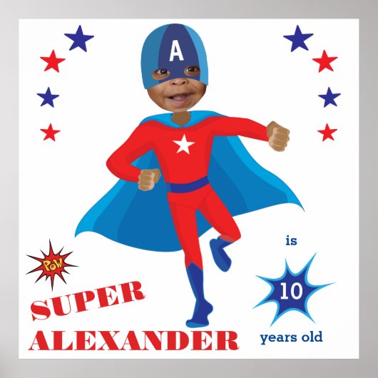 Poster Fantastic USA Superhero Boy Birthday Tremendante (Devant)