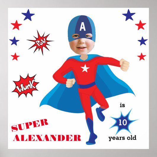 Poster Fantastic USA Superhero Boy Birthday Tremendante (Devant)