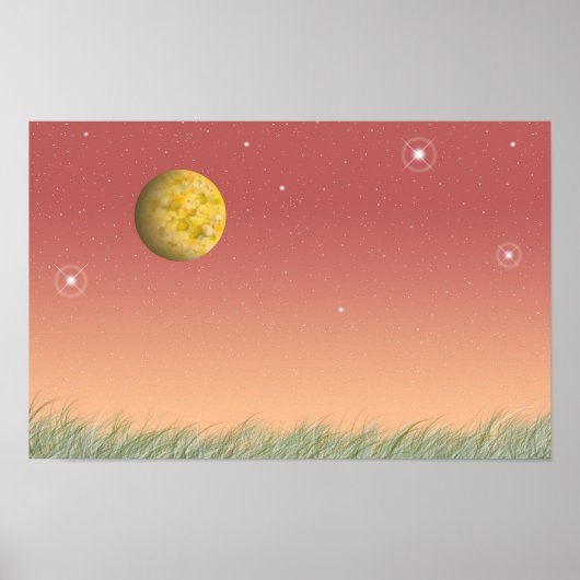 Poster Fantastical moon and a silent starry sky. (Devant)