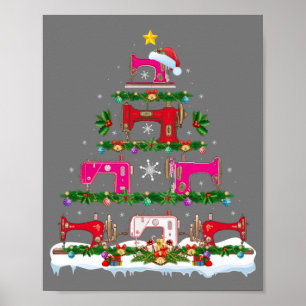 Poster Fantastique éclairage de Noël Machine à coudre Arb