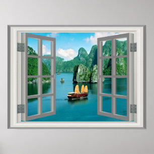 Poster Fantastique Malaisie Voilier Ocean Faux Window