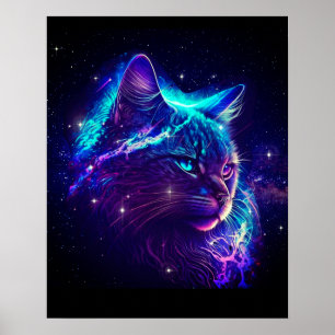 Poster Fantasy Abstract Cute Galaxy Space Kitty Cat