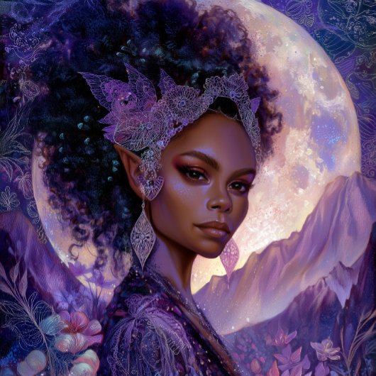 Poster Fantasy Art African American Moon Elf Goddess