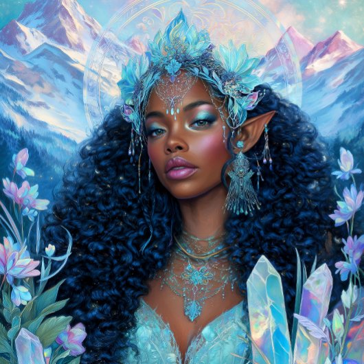 Poster Fantasy Art Black Girl Black Queen Elf Goddess