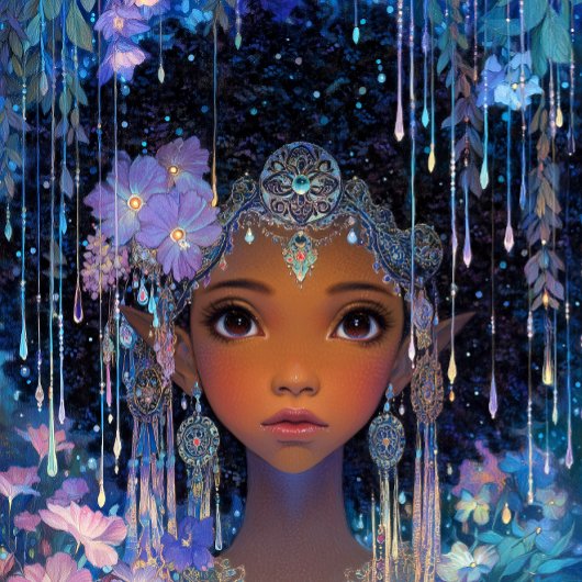 Poster Fantasy Art Black Girl Black Queen Elf Goddess