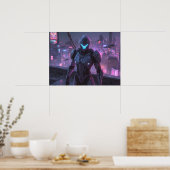 Poster Fantasy Art- Sentinel of the Neon Divide (Cuisine)