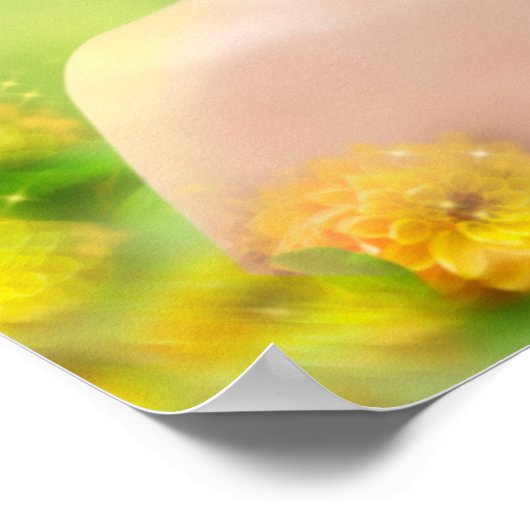 Poster Fantasy Beauful fairy Spring met bloemen (Hoek)