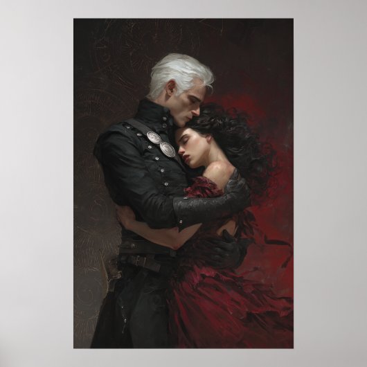 Poster Fantasy book art main characters embracing  (Devant)