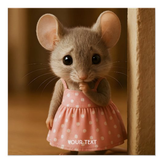Poster Fantasy Cute Sad Little Mouse (Devant)