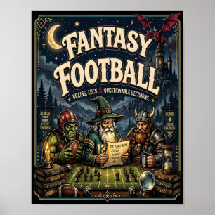Poster Fantasy Football, Dragon Magicien Fantasy Vintage