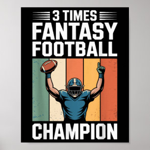 Poster Fantasy Football Drôle 3 fois champion