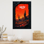 Poster Fantasy landscape with fiery sky and towering (Cuisine)
