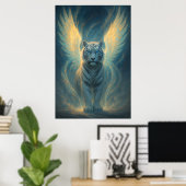 Poster Fantasy White Tiger – Mystic Aura Series (Bureau à domicile)