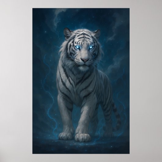 Poster Fantasy White Tiger – Mystic Aura Series | ManJian (Devant)