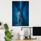 Poster Fantasy White Tiger – Mystic Aura Series | ManJian (Bureau à domicile)