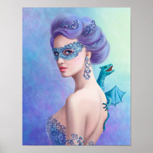 Poster Fantasy wintervrouw, mooie sneeuwkoningin