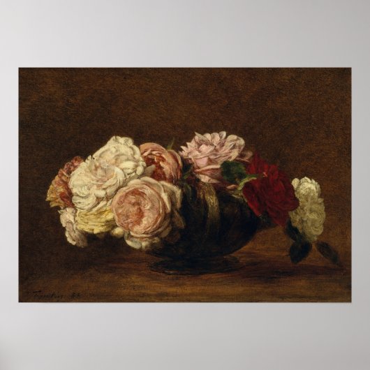 Poster Fantin-Latour - Roses dans un bol (Devant)