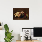 Poster Fantin-Latour - Roses dans un bol (Bureau à domicile)