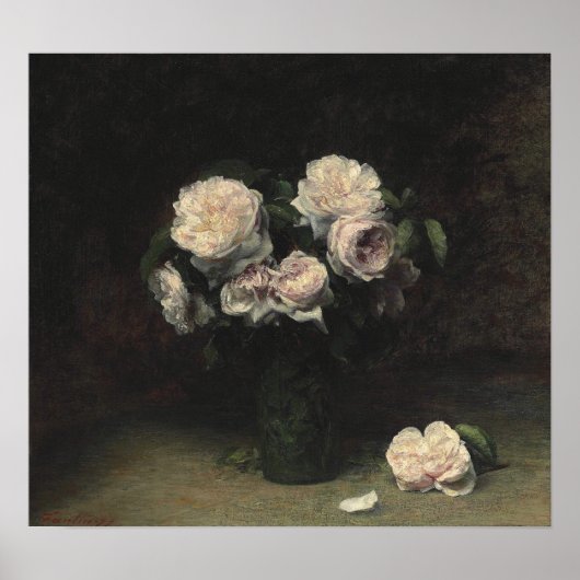Poster Fantin-Latour - Roses Dans Un Verre (Devant)
