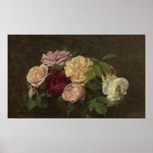 Poster Fantin-Latour - Roses De Nice Sur Une Table A (Devant)