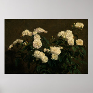 Poster Fantin-Latour - Vie Toujours Vie Des Roses Blanche