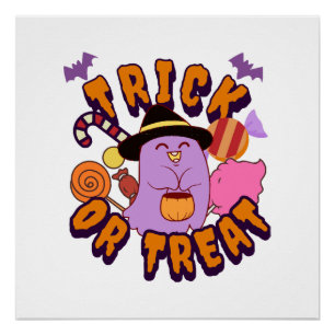 Poster Fantôme adorable d'Halloween Trick or Treat