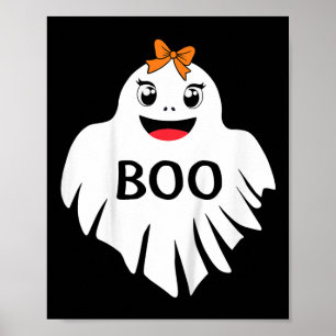 Poster Fantôme Avec Bow Boo Girls Halloween T-Shirt