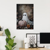 Poster Fantôme avec citrouille rose dans une fleur d'auto (Bureau à domicile)