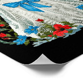 Poster Fantôme Avec Coquette Bow Bleu Et Fleurs Halloween (Coin)