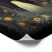 Poster Fantôme Dans La Forêt Florale Halloween Éffrayant (Coin)