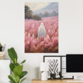 Poster Fantôme dans le champ floral rose (Bureau à domicile)