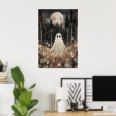 Poster Fantôme dans un champ forestier avec fleur, Académ (Bureau à domicile)