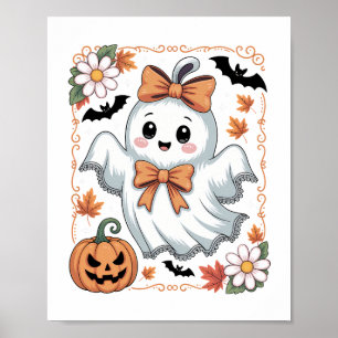 Poster Fantôme de dentelle effrayant Halloween