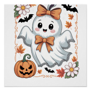 Poster Fantôme de dentelle effrayant Halloween